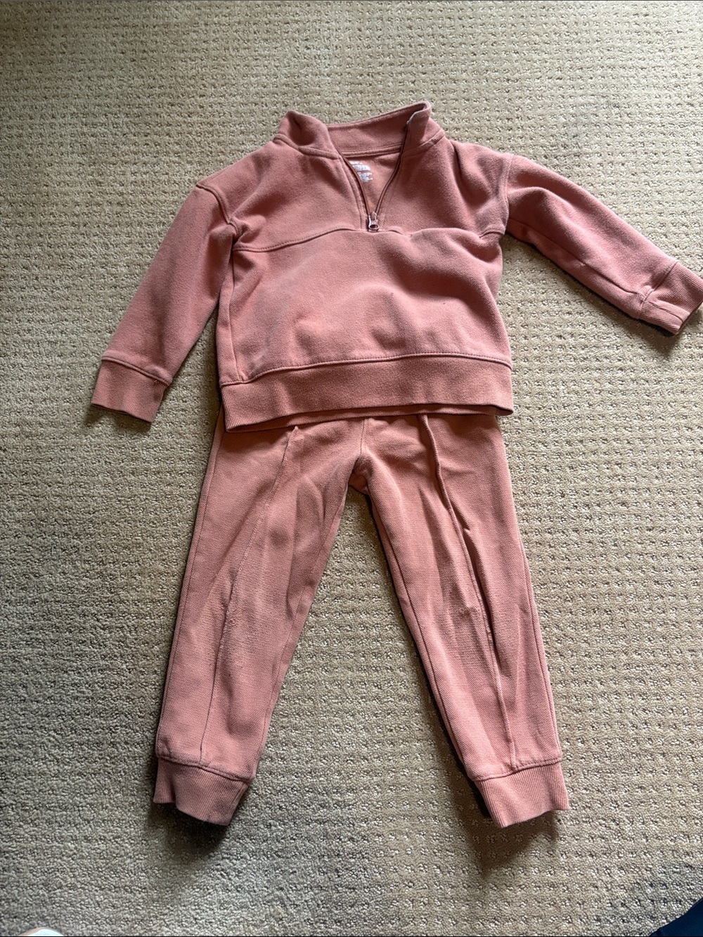 Kids Zip Pullover and Jogger Set - burnt orange